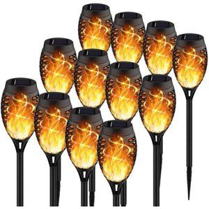 Upgraded 12Pack Torches, Solar Outdoor Lights, 12LED Solar Torch Light